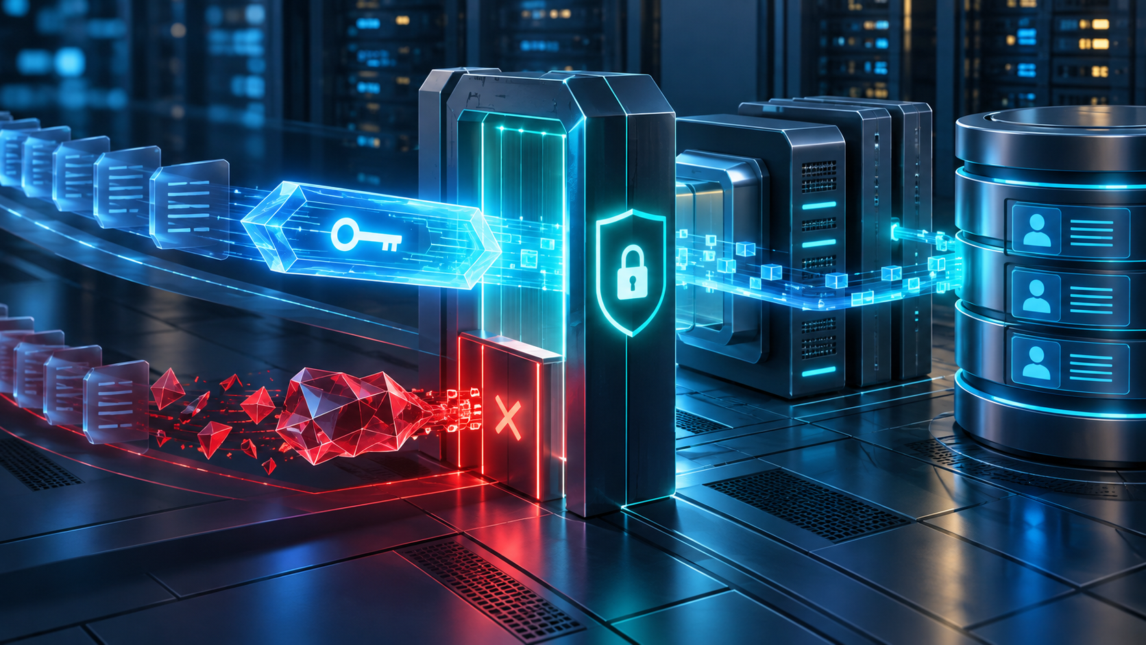 Minh họa cổng xác thực API chấp nhận token hợp lệ và chặn token bất thường